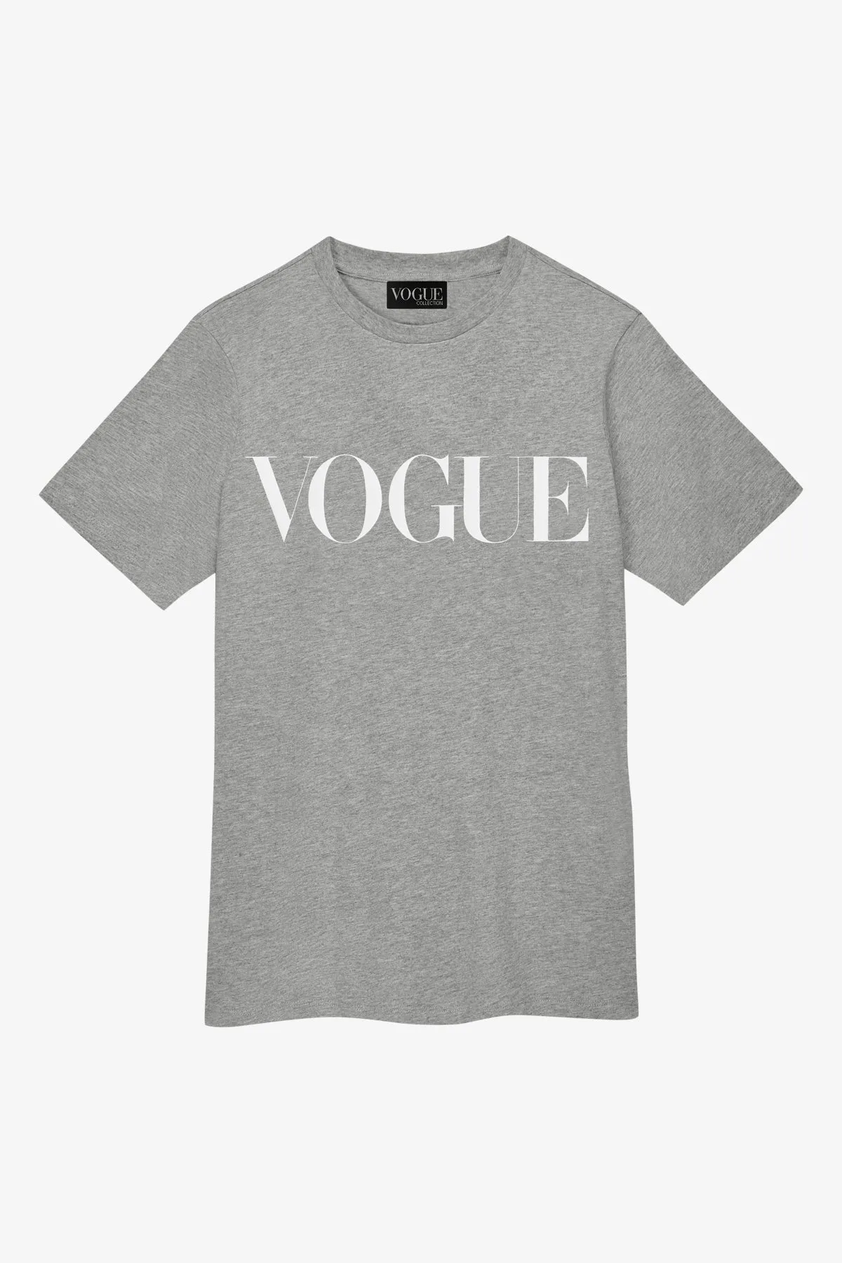 T-Shirt VOGUE Retro Sports grigia con logo stampato bianco-